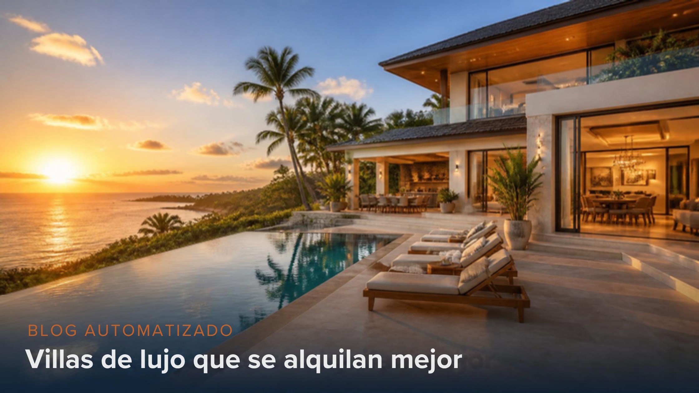 Villas de lujo que se alquilan mejor: villa frente al mar con piscina infinita al atardecer